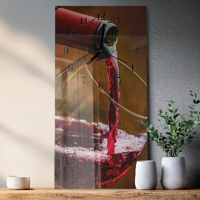 Glass clock vertical Wine