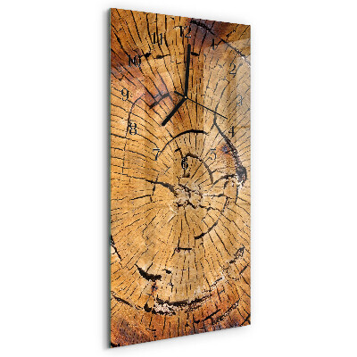 Glass wall clock vertical Wood grain
