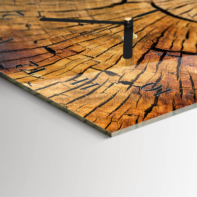 Glass wall clock vertical Wood grain