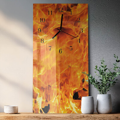 Modern vertical wall clock Fire