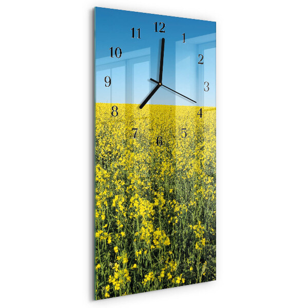 Glass clock vertical Field of flowers