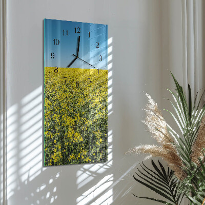 Glass clock vertical Field of flowers