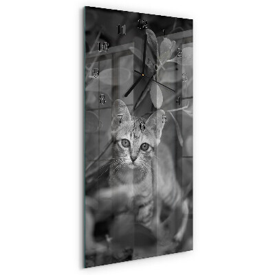 Vertical wall clock Cat