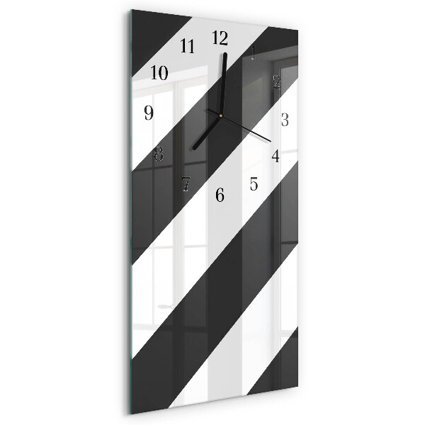 Glass wall clock vertical Stripes