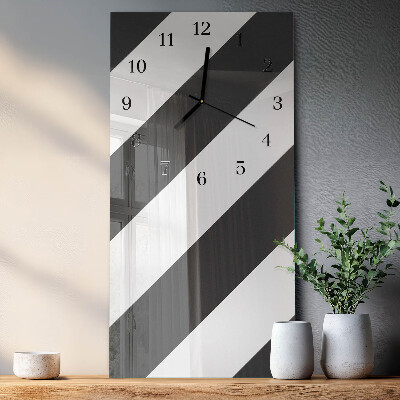 Glass wall clock vertical Stripes