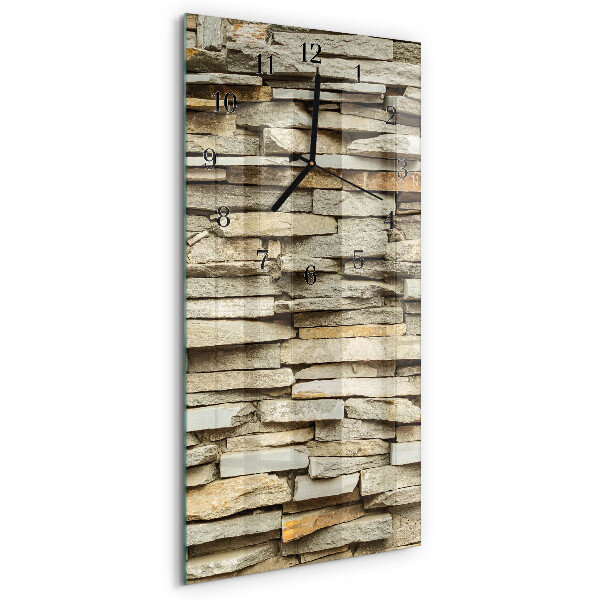 Glass wall clock vertical Stones