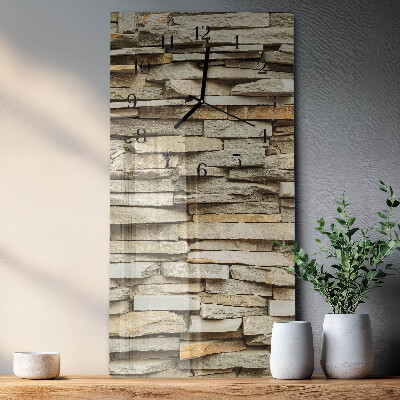 Glass wall clock vertical Stones