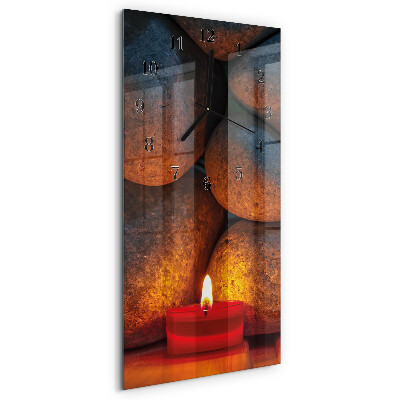 Glass wall clock vertical Stones
