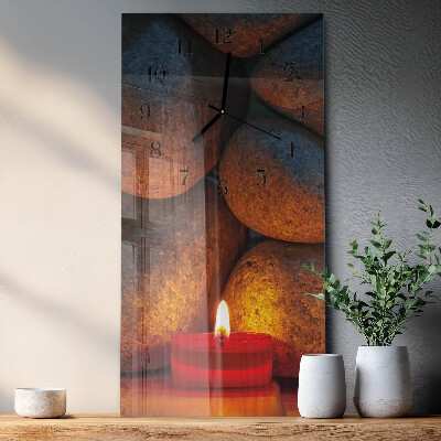 Glass wall clock vertical Stones