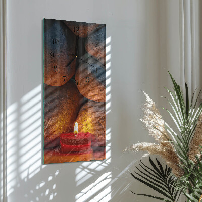 Glass wall clock vertical Stones