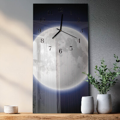 Vertical rectangular wall clock Moon