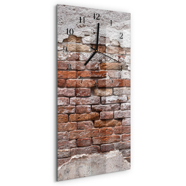 Glass wall clock vertical Brick