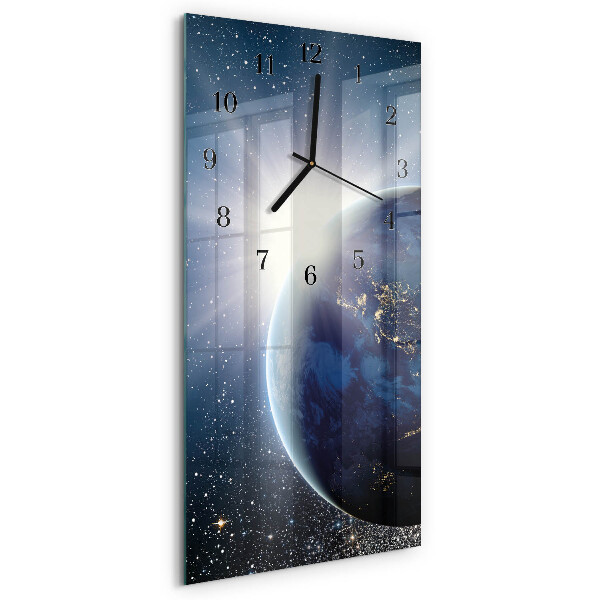 Modern vertical wall clock Earth's Universe