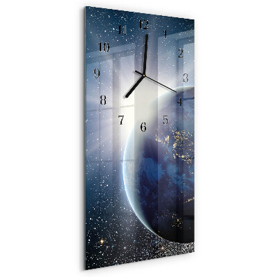 Modern vertical wall clock Earth's Universe