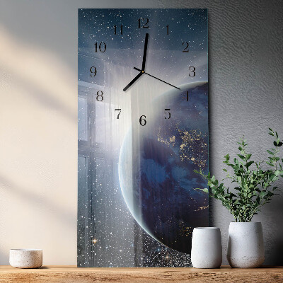 Modern vertical wall clock Earth's Universe
