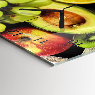 Glass wall clock vertical Fruit