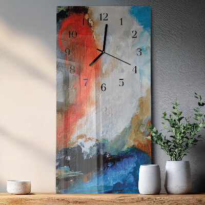 Glass wall clock vertical Chaos