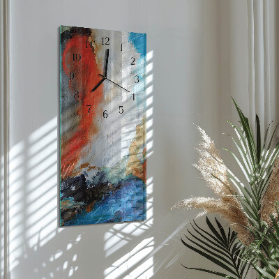 Glass wall clock vertical Chaos