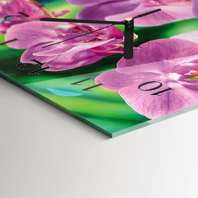 Modern vertical wall clock Orchids