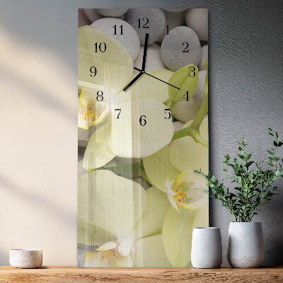 Vertical rectangular wall clock Orchid stones