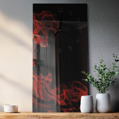 Glass clock vertical Fire