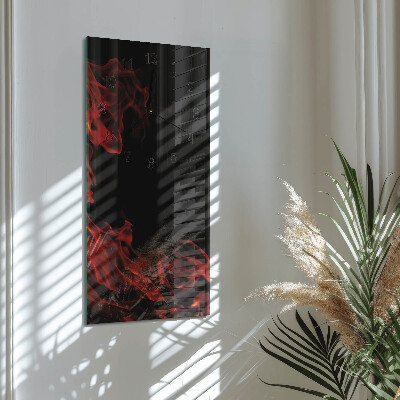 Glass clock vertical Fire