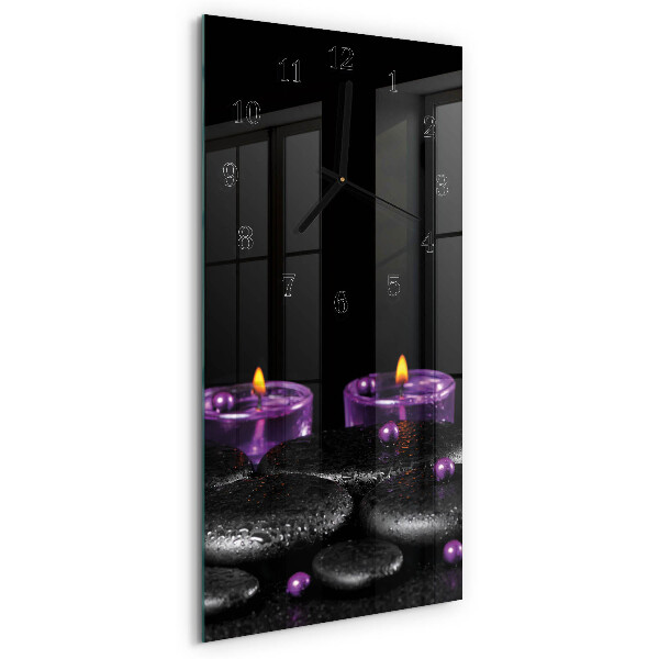 Glass clock vertical Candle stones