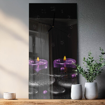 Glass clock vertical Candle stones
