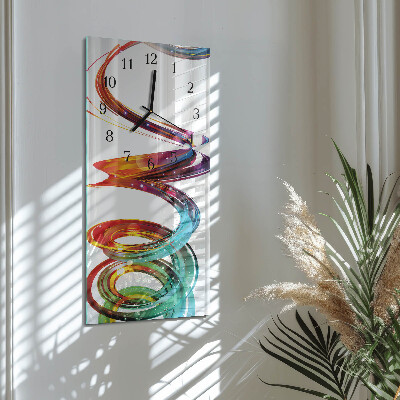 Glass wall clock vertical Spiral