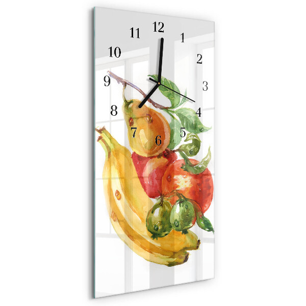 Glass clock vertical Fruit