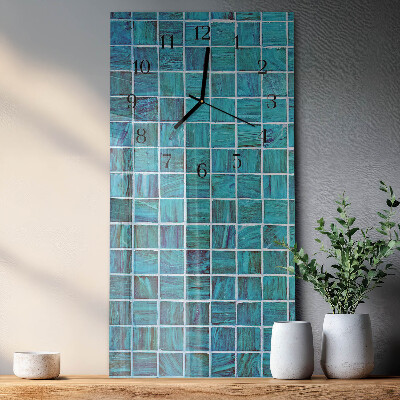 Vertical rectangular wall clock Blue tiles