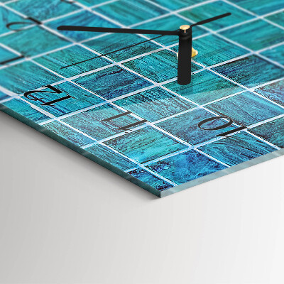 Vertical rectangular wall clock Blue tiles