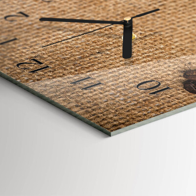 Glass wall clock vertical Coffee beans
