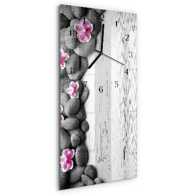 Vertical rectangular wall clock Orchid stones