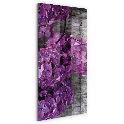 Glass clock vertical Flowers