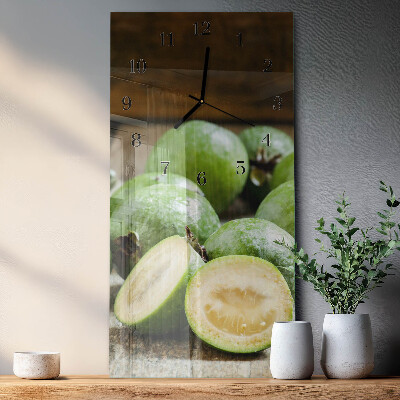 Glass wall clock vertical Pomegranates