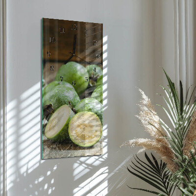 Glass wall clock vertical Pomegranates