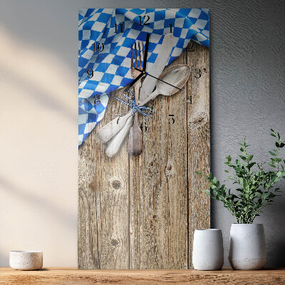 Vertical rectangular wall clock Bavarian wooden plaque