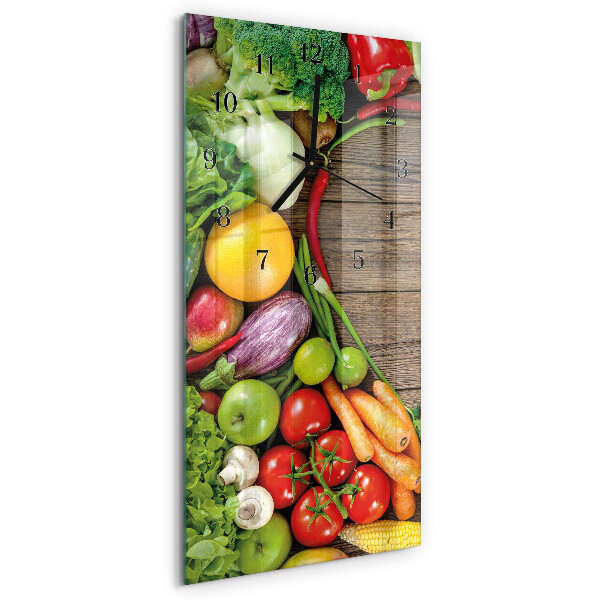 Glass clock vertical Vegetables