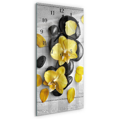 Modern vertical wall clock Flowers Stones