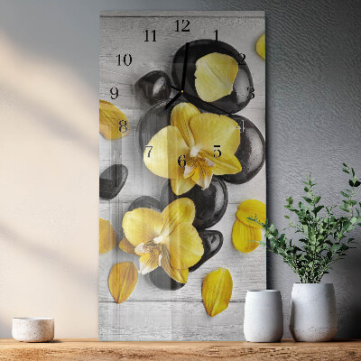 Modern vertical wall clock Flowers Stones