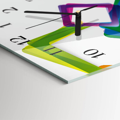 Glass wall clock vertical Colorful rectangles
