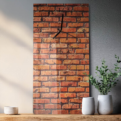 Glass wall clock vertical Brick wall