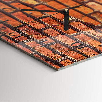 Glass wall clock vertical Brick wall