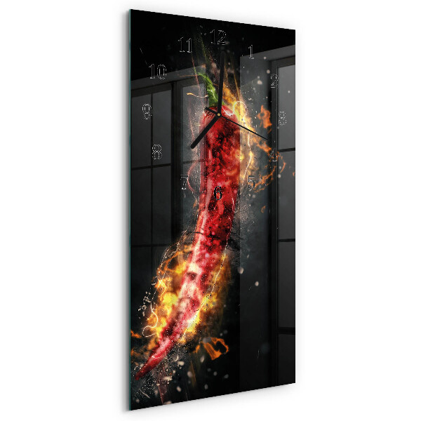 Modern vertical wall clock Hot pepper
