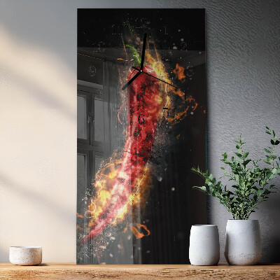 Modern vertical wall clock Hot pepper