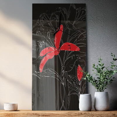 Modern vertical wall clock Flowers