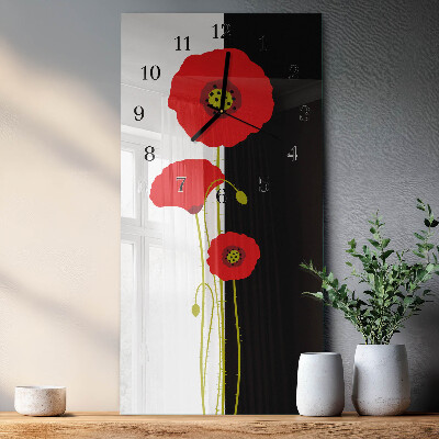 Vertical wall clock Poppy heads