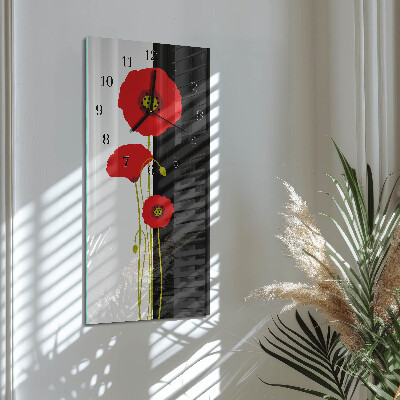 Vertical wall clock Poppy heads