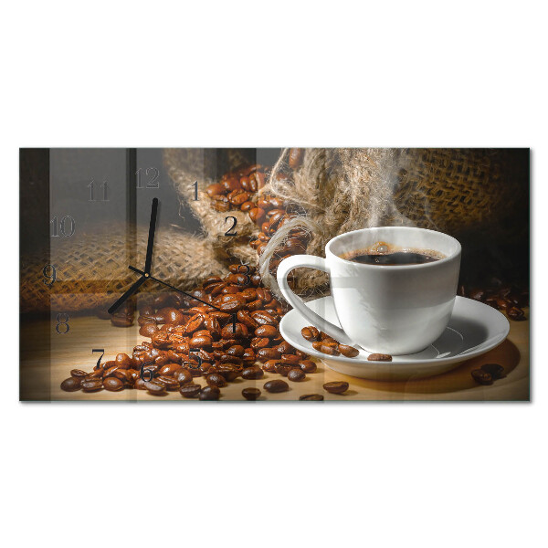 Rectangular glass clock horizontal Coffee infusion